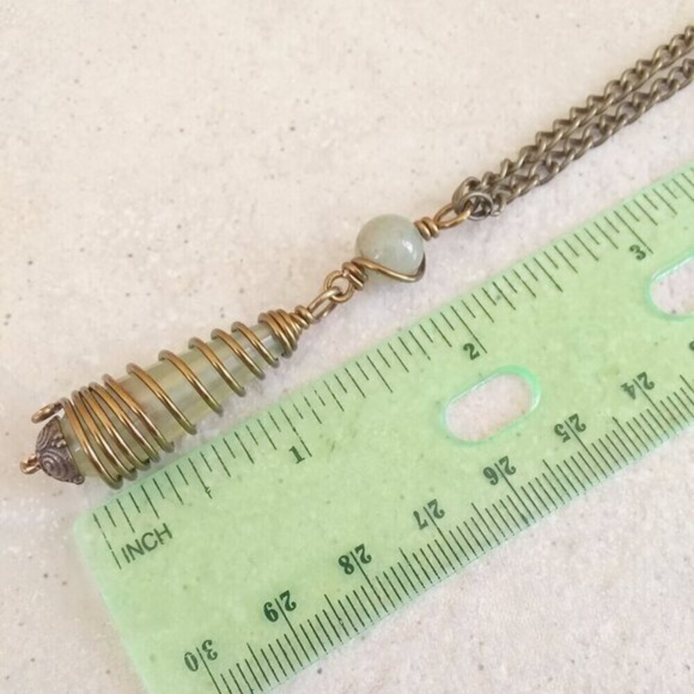 Earth Mother Sage Agate Pendant • Woodland Herbal Green Caged Teardrop Necklace - Picture 12 of 14